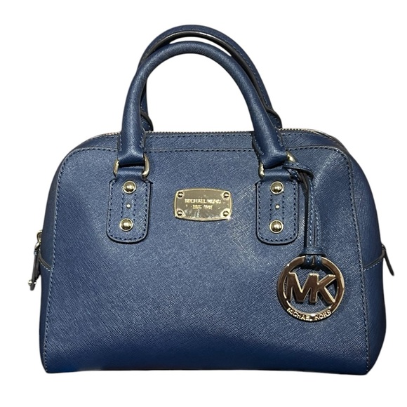 Michael Kors Blue Leather Dome Satchel - Picture 1 of 11